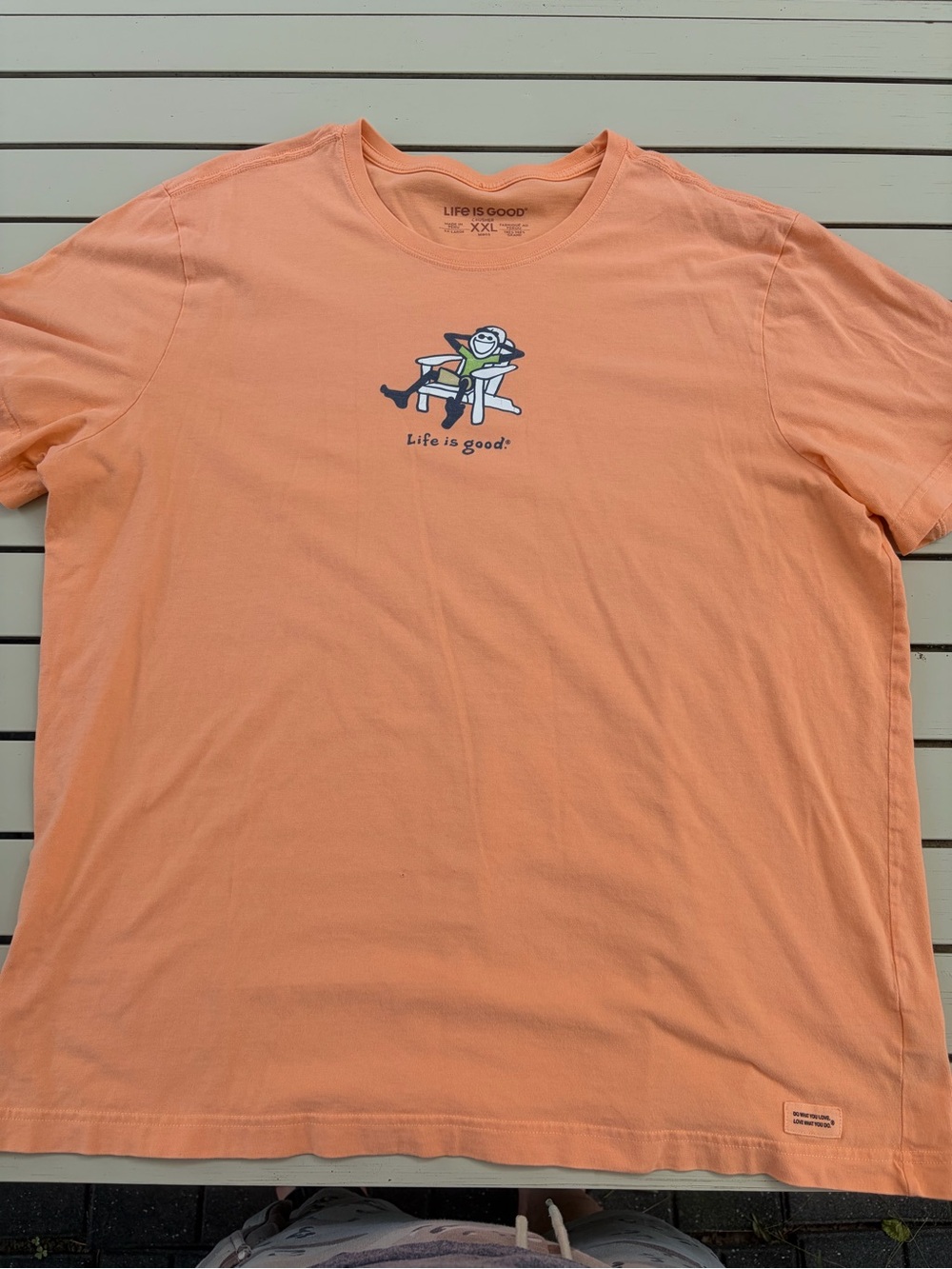 Life Is Good Men's Peach Crewneck Graphic Tee
